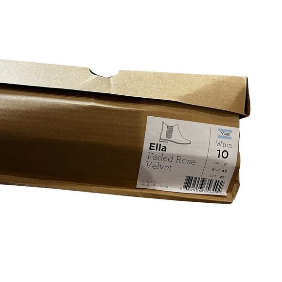 TOMS Ella Faded Rose Pink Crushed Velvet Ankle Boots Women's US 10 EU 42 - Picture 2 of 12